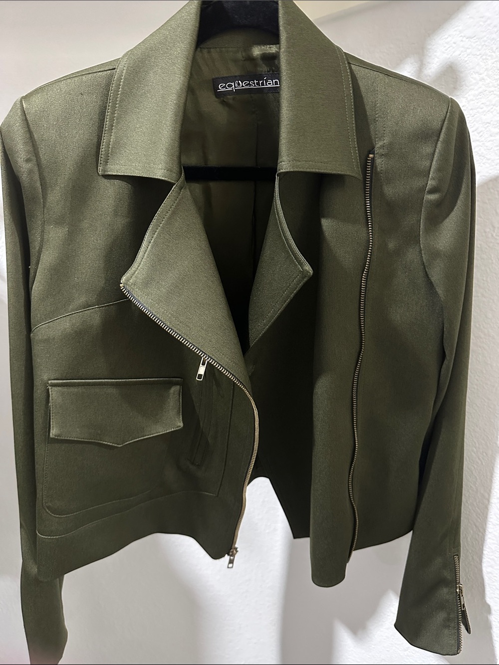 Equestrian Olive Green Moto-Inspired Blazer